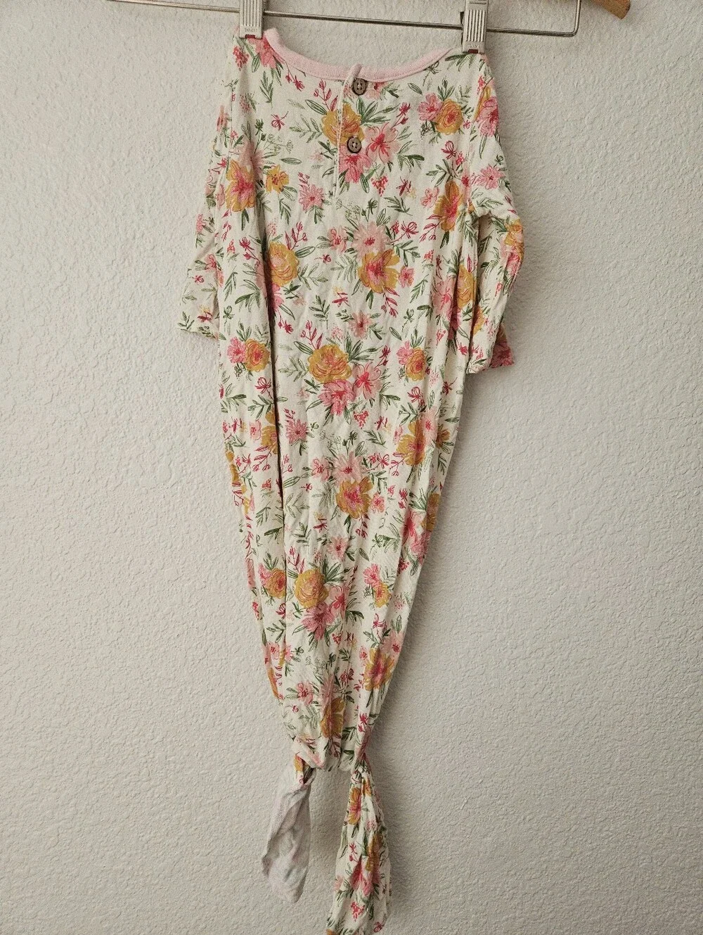 mudpie vibrant floral bamboo knotted gown, 3 months